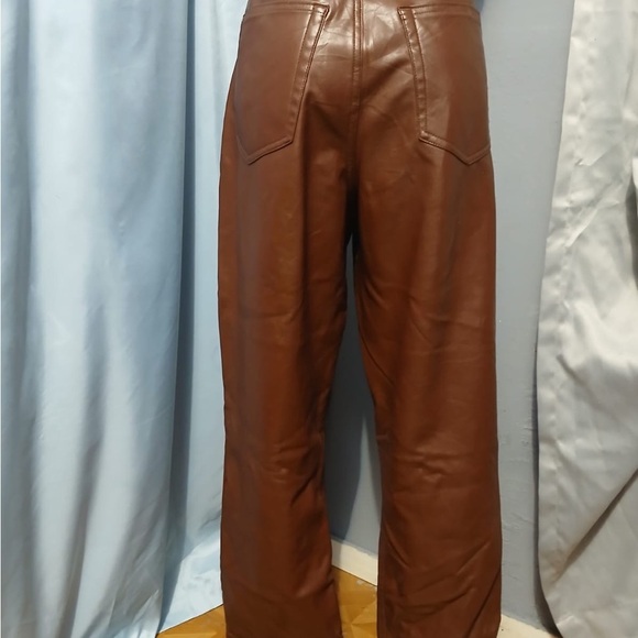 Abercrombie & Fitch Curve Leather 90s Straight Pants-Ultra High Rise Size 32/14 - Picture 5 of 16
